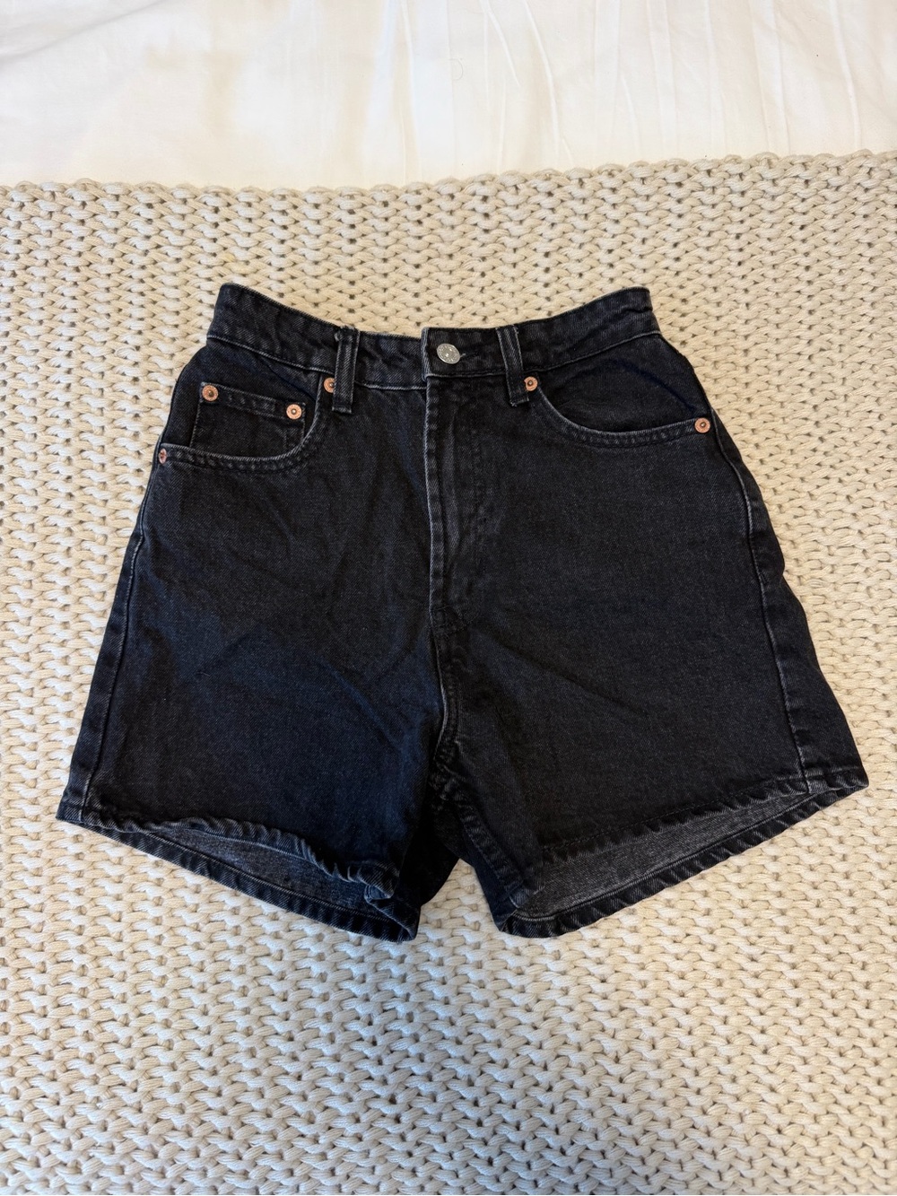 Zara Black High-Rise Denim Shorts